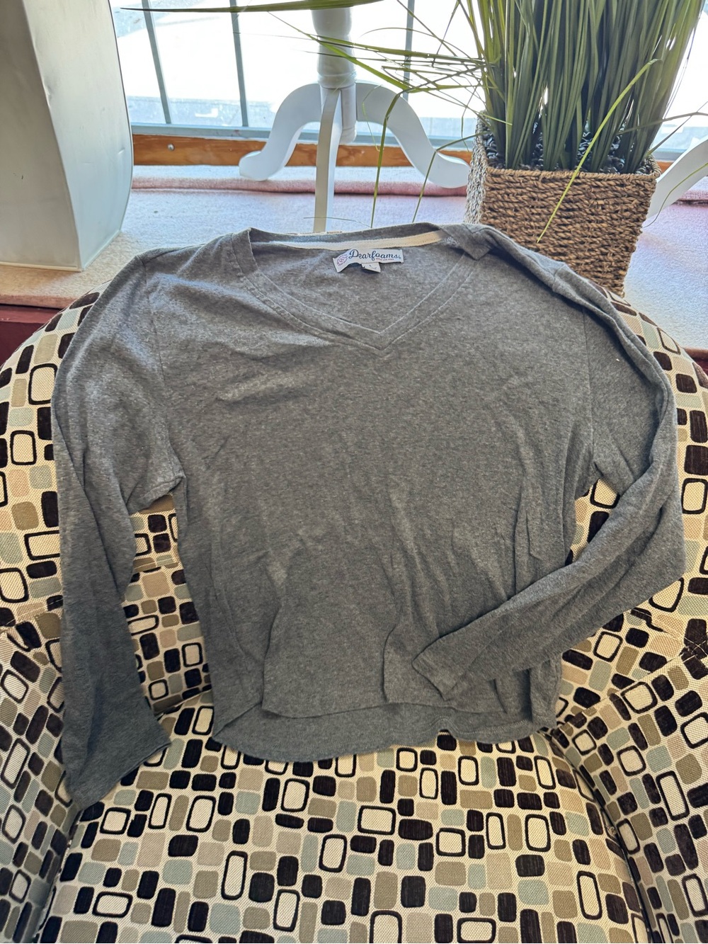 dearfoams Gray V-Neck Pullover Sweater